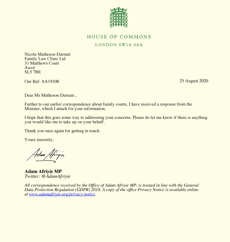 Letter from Adam Afriyie