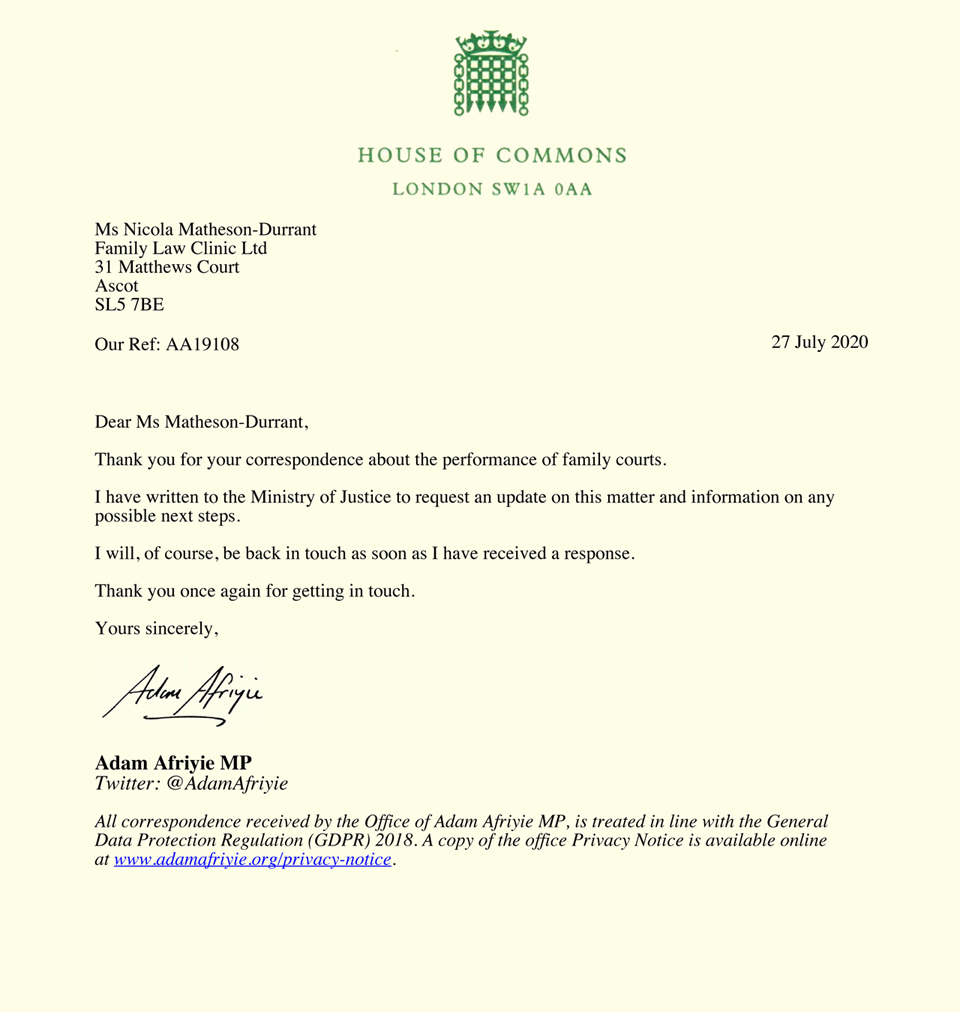 Letter from Adam Afriyie