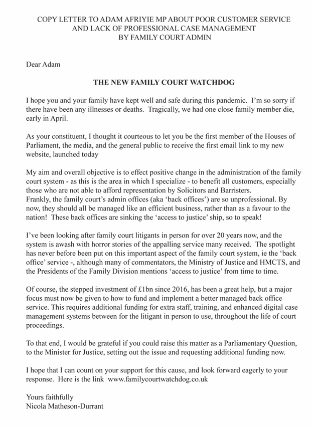Letter to Adam Afriyie